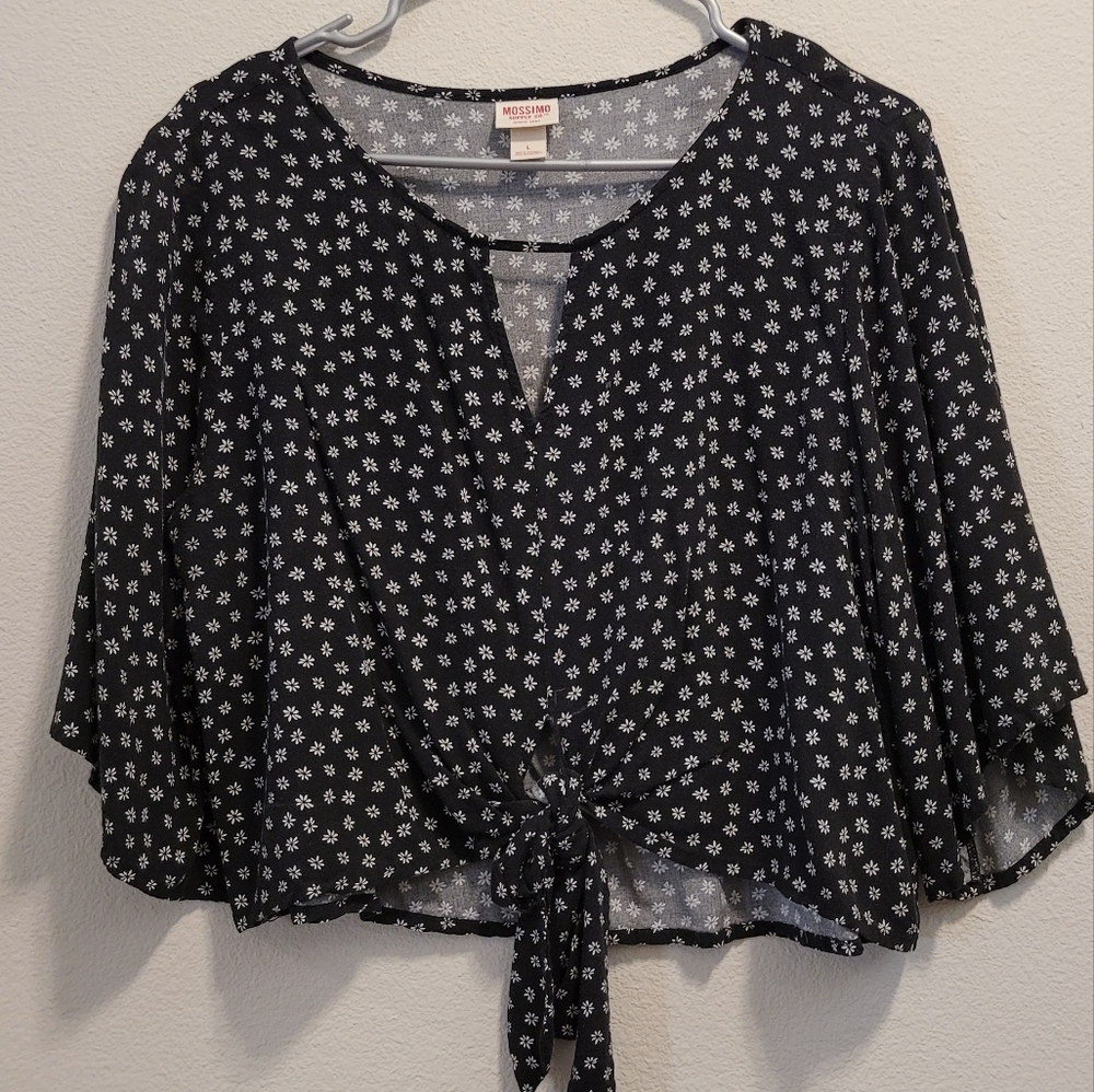 Black and White Floral Blouse